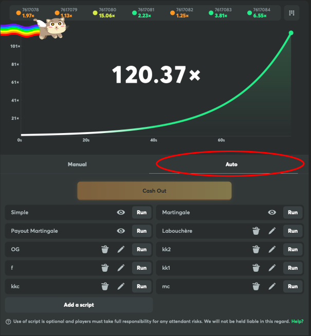 BC.GAME Crash Auto betting mode