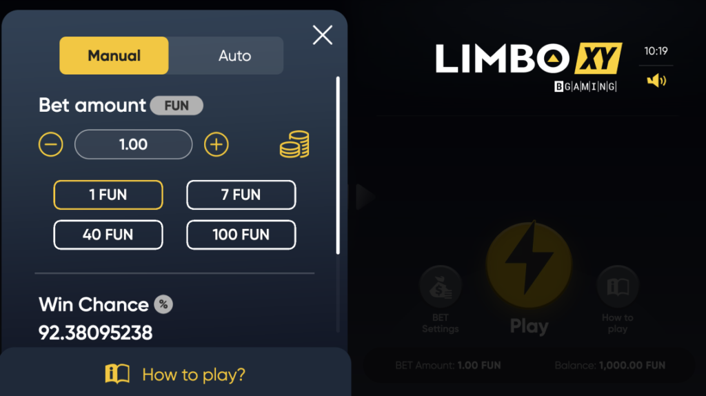 Limbo XY Bet Amount - Adjusting Your Bet at Crashbetwin Casino!