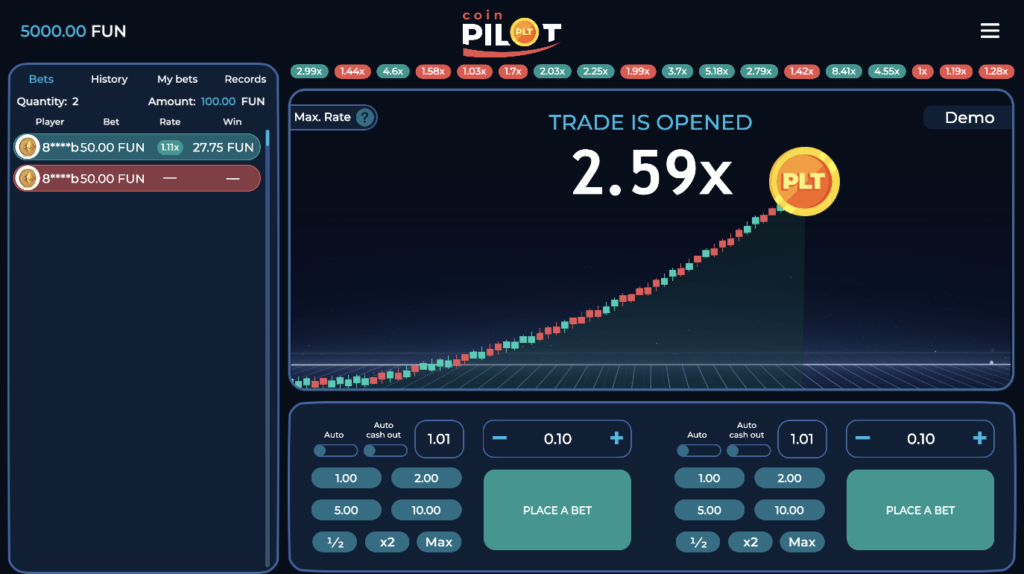 Pilot Coin screen