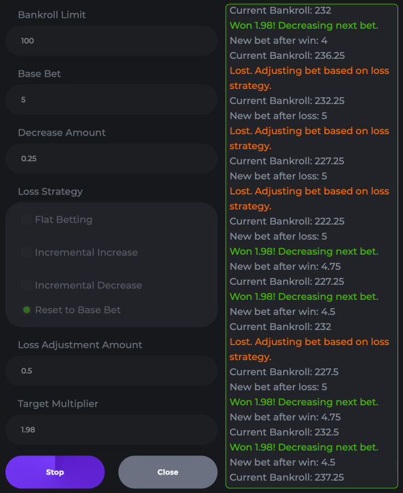 Insurance Regression Betting System UI for Crash Game