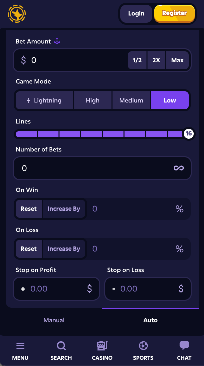 Plinko by Roobet Auto Bet Mode Mobile