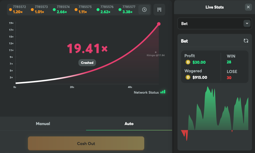 Crash game on BC.GAME stats 31 betting strategy