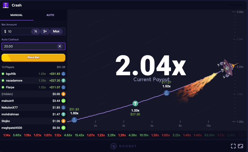 Roobet Crash 10% crash strategy