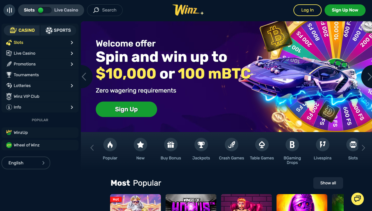 Winz.io casino desktop app